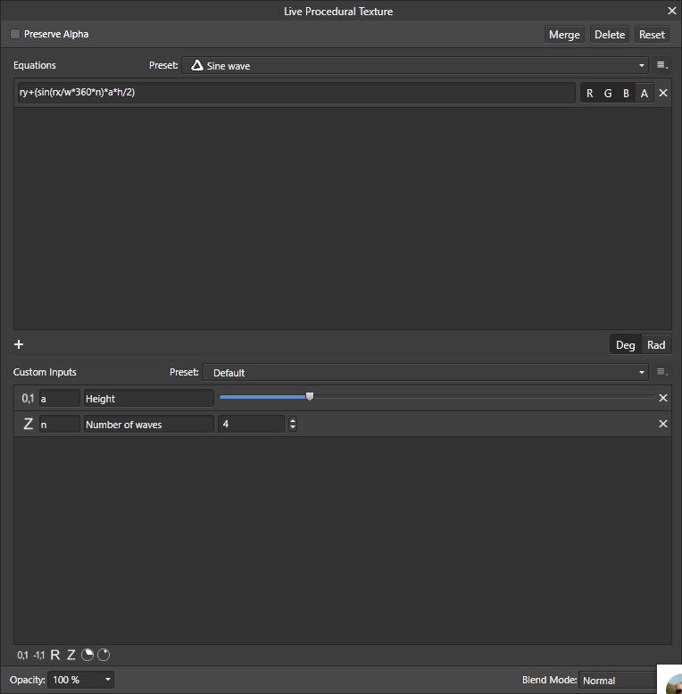 Affinity default Sine Wave Procedural Texture
