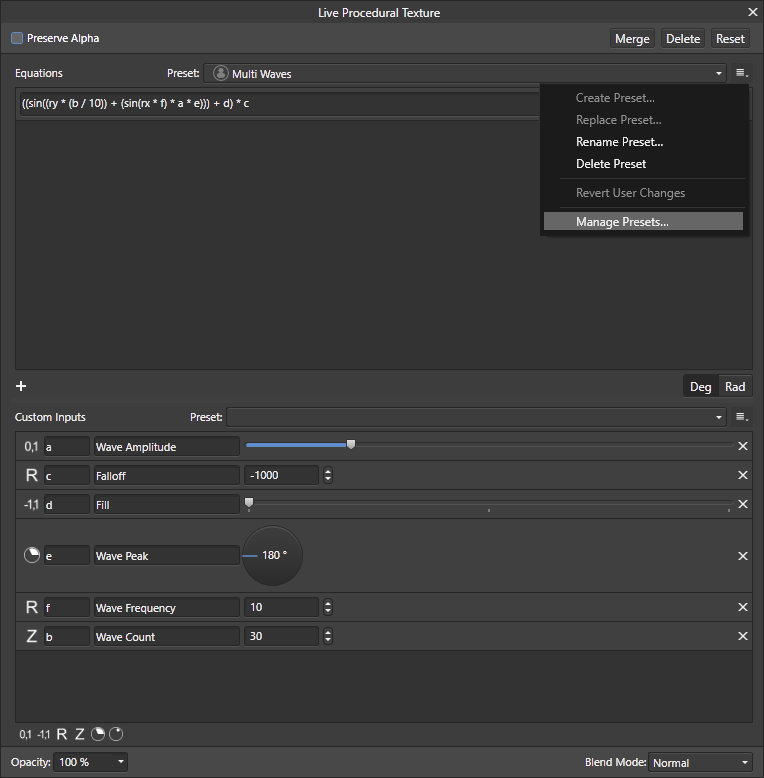 Manage Presets